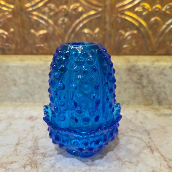 Vintage Fenton Hobnail Blue Fairy Lamp. Excellent! - Picture 2 of 9